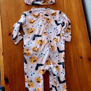 Milkberry 3-6m Pumpkin and Ghost Kids Footie with Bow